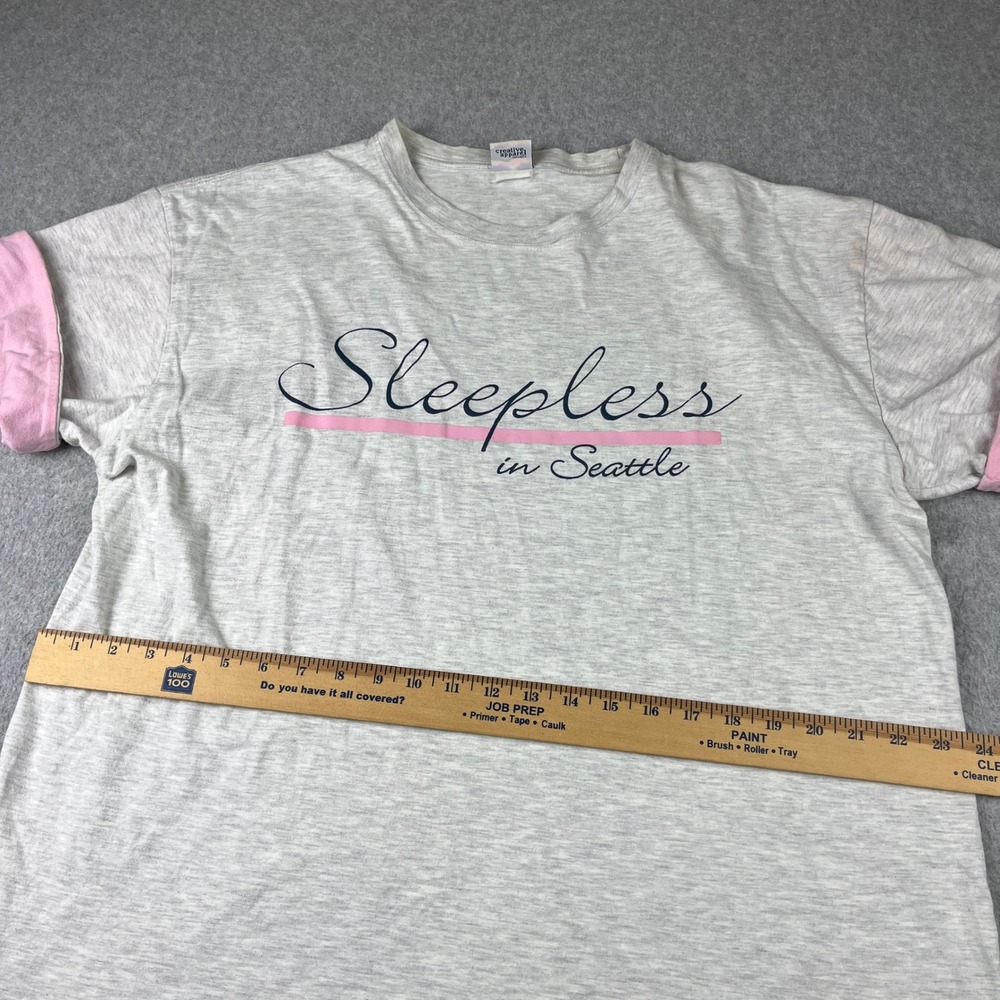 Vintage Sleepless in Seattle T-Shirt Mens XL Gray Toast & Jammies Graphic 90s - Picture 5 of 9